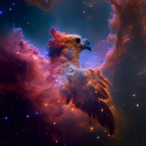 Depiction of eagle in the star clusters