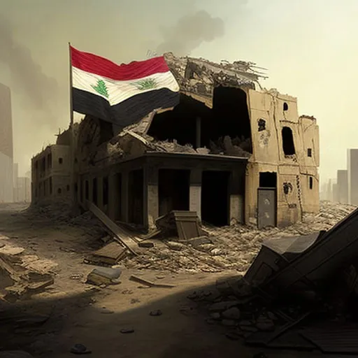 Building in Iraq destroyed as a result of the U.S. Invasion